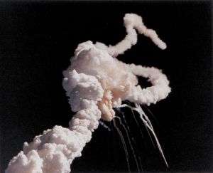 The explosion of the Space Shuttle Challenger in 1986.