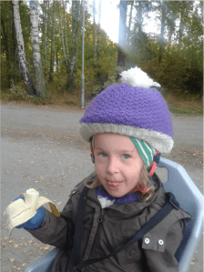 Lessons I learn from my kids: think creatively when things don't work (like the hat you want to wear doesn't fit under your helmet)